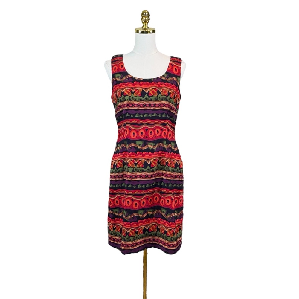 Jessica Howard sleeveless bright and colorful geometric sheath dress size 10